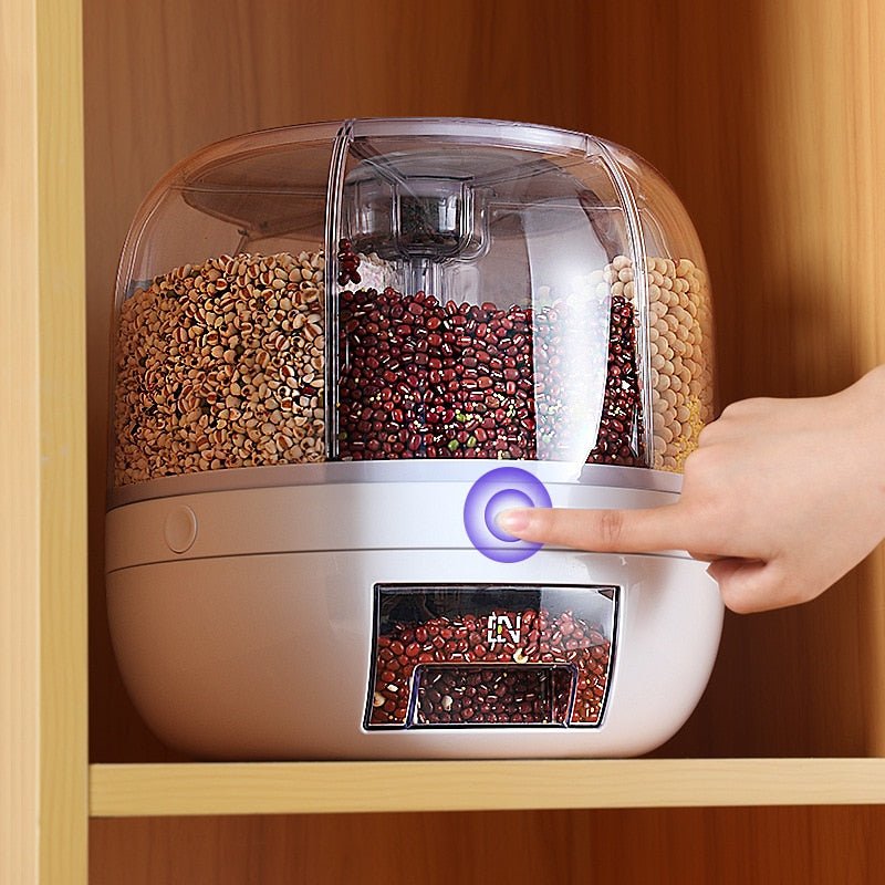 Dispenser Giratorio para Cereais e Grãos Alimentos com 6 Divisórias - achatudostore