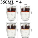 Kit com 4x Copos Criativos com Parede Dupla de Vidro Borosilicato - Resistentes ao Calor para Chá, Leite, Café, Água - achatudostore