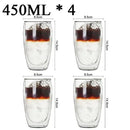 Kit com 4x Copos Criativos com Parede Dupla de Vidro Borosilicato - Resistentes ao Calor para Chá, Leite, Café, Água - achatudostore