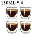 Kit com 4x Copos Criativos com Parede Dupla de Vidro Borosilicato - Resistentes ao Calor para Chá, Leite, Café, Água - achatudostore