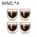 Kit com 4x Copos Criativos com Parede Dupla de Vidro Borosilicato - Resistentes ao Calor para Chá, Leite, Café, Água - achatudostore