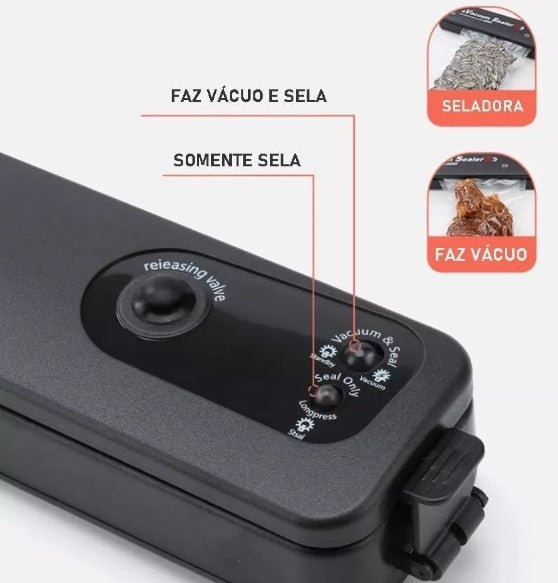 Máquina De Selar A Vácuo Alimentos + 20 sacos de brinde - achatudostore