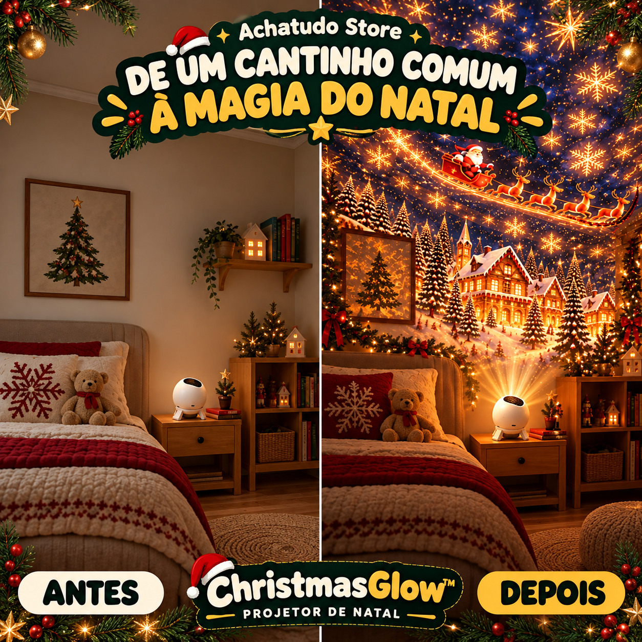 ChristmasGlow™ — Projetor de Natal