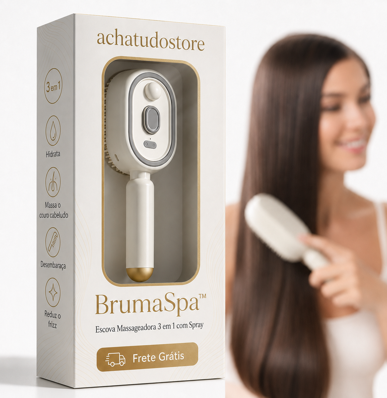 BrumaSpa™ — Escova Massageadora 3 em 1 com Spray