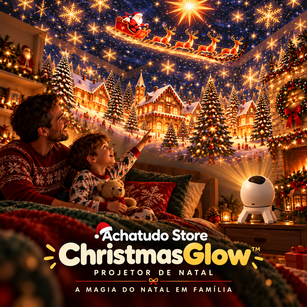 ChristmasGlow™ — Projetor de Natal