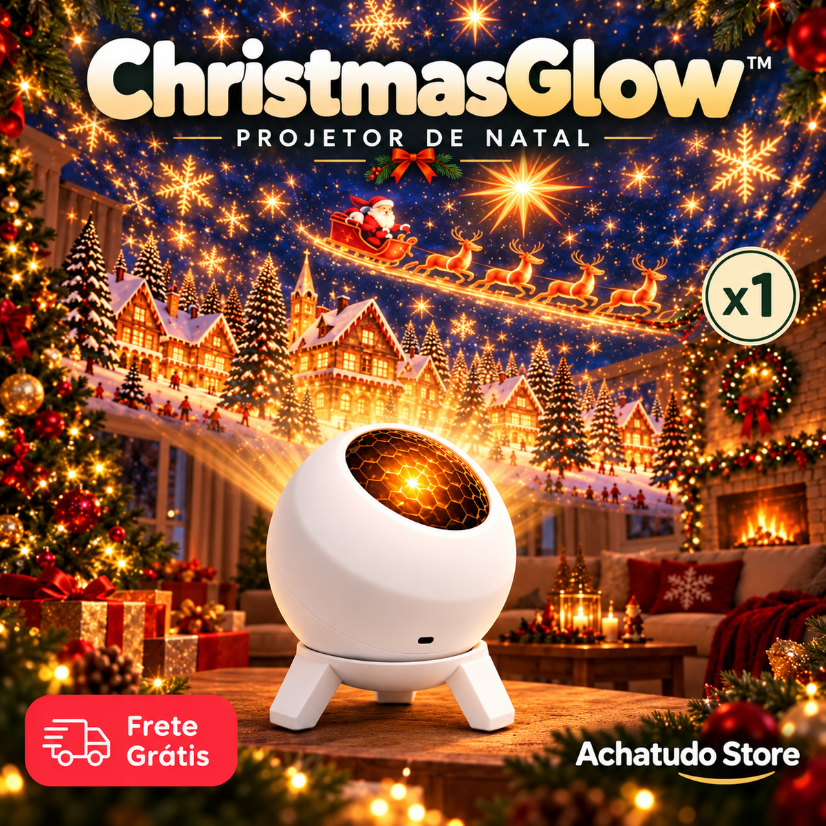 ChristmasGlow™ — Projetor de Natal