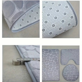 Conjunto de 3 Tapetes para Banheiro Antiderrapantes, Macios e texturizados - achatudostore