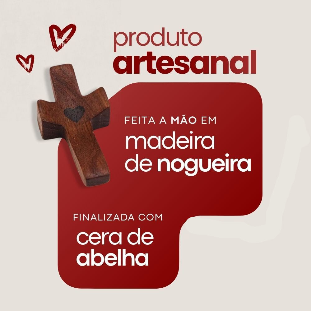Cruz de bolso artesanal em madeira - Pague 1 e Leve 3 Unidades