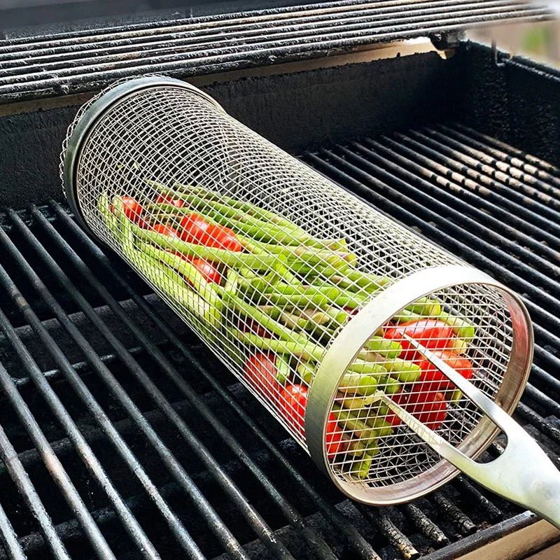 Inox GrillMaster Kit com 3 Unidades - Cesto Redondo de Churrasco - achatudostore