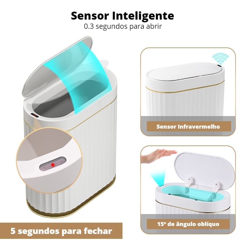 Lixeira para Banheiro e Cozinha Automática com Sensor Inteligente - achatudostore