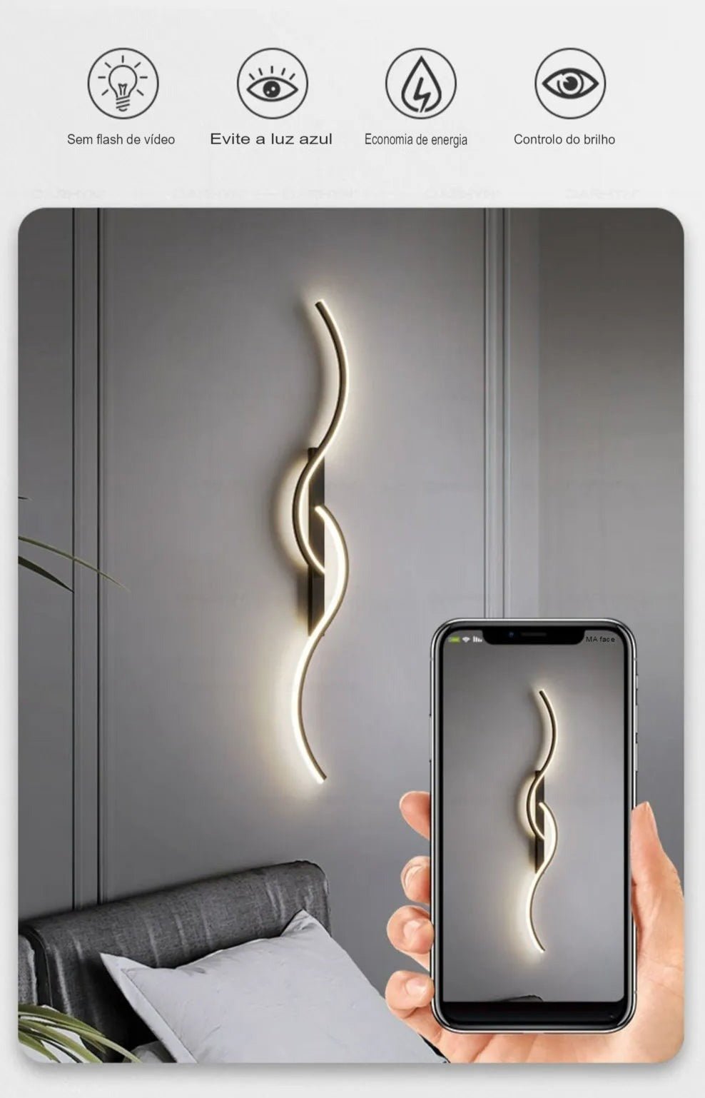 Luminária LED de Parede Moderna - Luz LED Minimalista para Quarto, Cabeceira, Luminárias de Parede - achatudostore