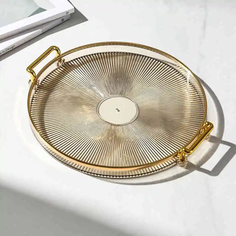 Bandeja de Armazenamento de Luxo com Alça Dourada - achatudostore