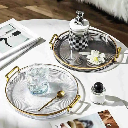 Bandeja de Armazenamento de Luxo com Alça Dourada - achatudostore