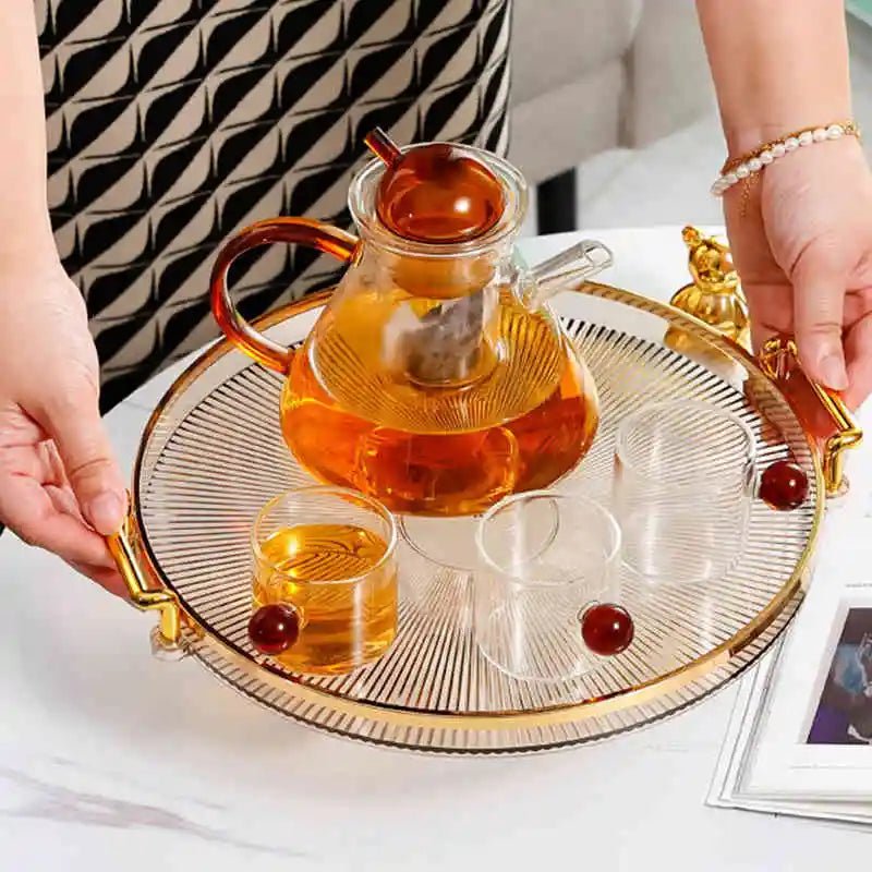 Bandeja de Armazenamento de Luxo com Alça Dourada - achatudostore