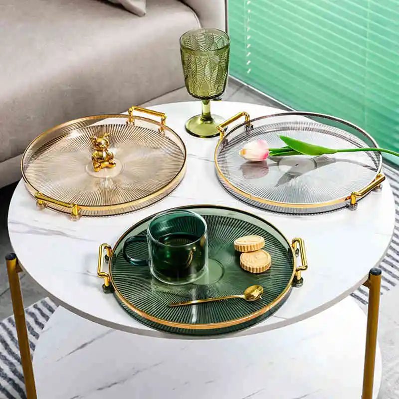 Bandeja de Armazenamento de Luxo com Alça Dourada - achatudostore