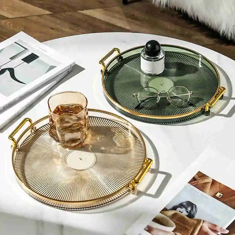 Bandeja de Armazenamento de Luxo com Alça Dourada - achatudostore