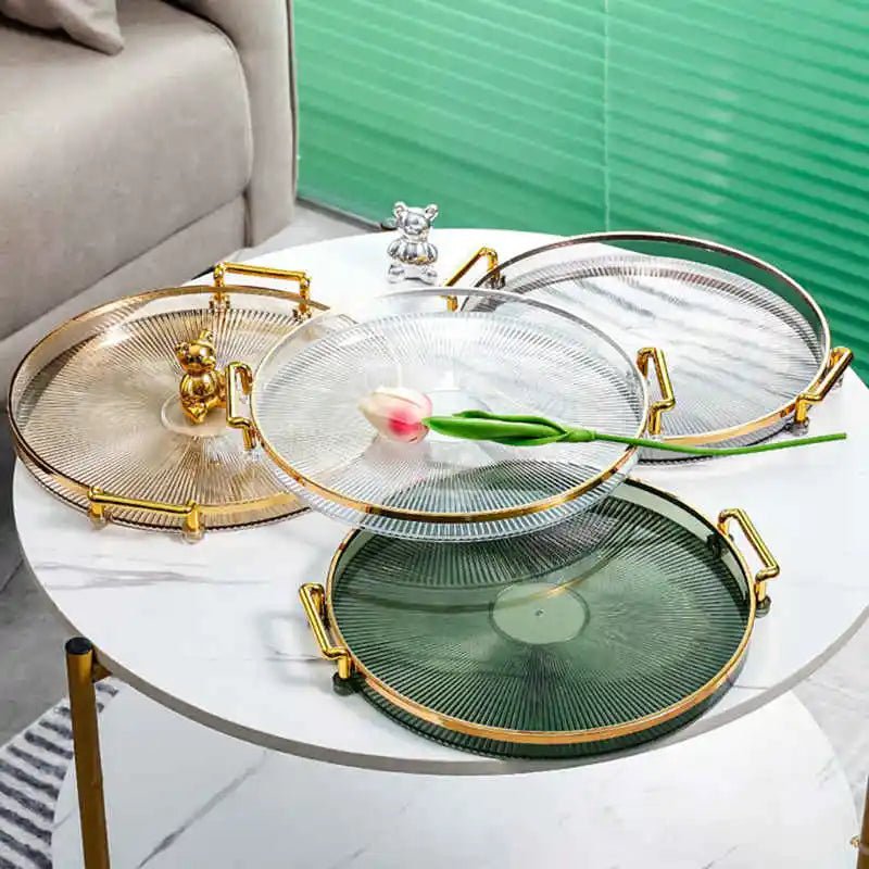 Bandeja de Armazenamento de Luxo com Alça Dourada - achatudostore