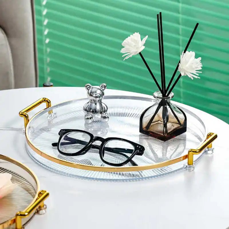 Bandeja de Armazenamento de Luxo com Alça Dourada - achatudostore