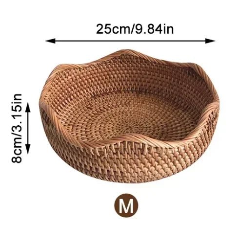 Bandeja de Armazenamento em Vime de bamboo Cestinha de Pão, Frutas, etc - achatudostore