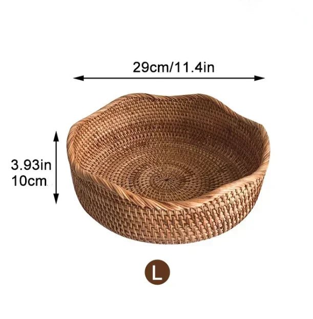 Bandeja de Armazenamento em Vime de bamboo Cestinha de Pão, Frutas, etc - achatudostore