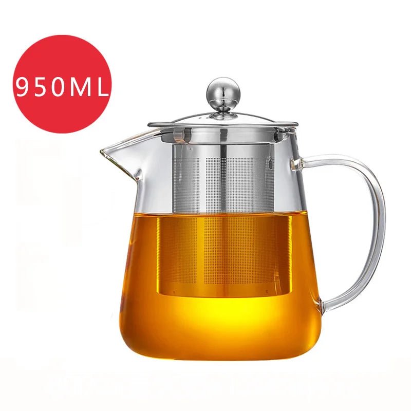 Bule de Vidro Resistente ao Calor com Infusor de Aço Inoxidável para Chá - achatudostore