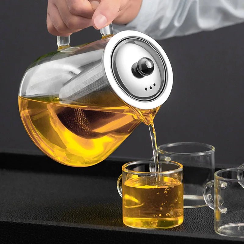 Bule de Vidro Resistente ao Calor com Infusor de Aço Inoxidável para Chá - achatudostore