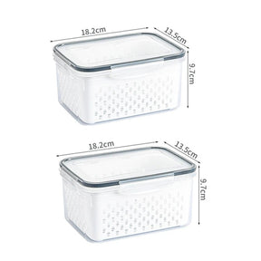 Compre 1 e Leve 2 - Caixa Organizadora para Geladeira com Cesta de Drenagem - Ideal para Frutas, Legumes e Despensa - achatudostore
