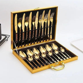 Conjunto de Talheres 24 Peças Lux Inoxidável - achatudostore