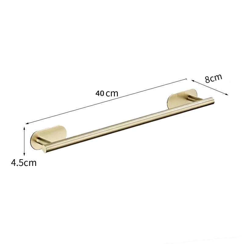 Conjunto Elegante de 5x Acessórios para Banheiro em Dourado - Sem Perfuração, Aço inoxidável - achatudostore