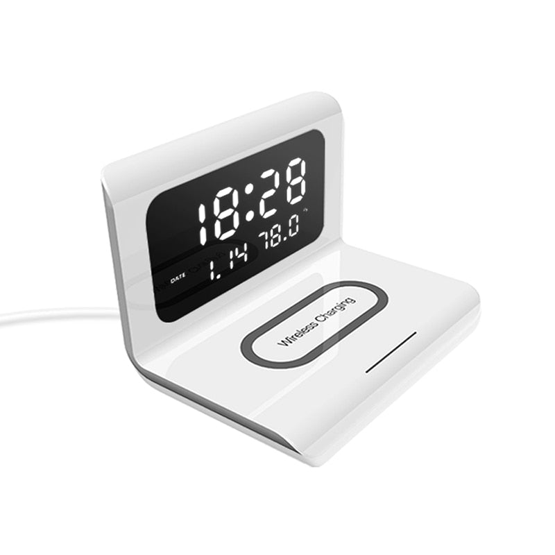 DigitalStation 4 em 1 Multifuncional - Carregador por Indução, Hora, Calendário e Temperatura - achatudostore