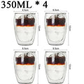 Kit com 4x Copos Criativos com Parede Dupla de Vidro Borosilicato - Resistentes ao Calor para Chá, Leite, Café, Água - achatudostore
