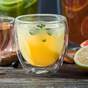 Kit com 4x Copos Criativos com Parede Dupla de Vidro Borosilicato - Resistentes ao Calor para Chá, Leite, Café, Água - achatudostore