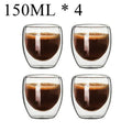 Kit com 4x Copos Criativos com Parede Dupla de Vidro Borosilicato - Resistentes ao Calor para Chá, Leite, Café, Água - achatudostore