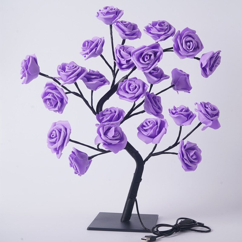 LED Rose Maria - Abajur LED em formato de Árvores com Rosas - achatudostore