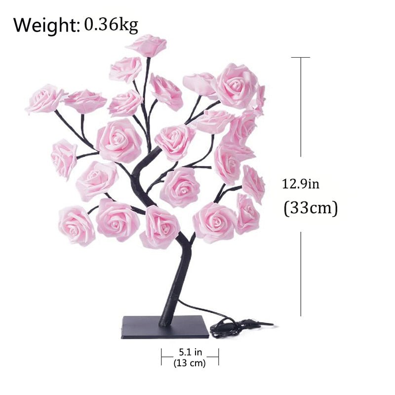 LED Rose Maria - Abajur LED em formato de Árvores com Rosas - achatudostore