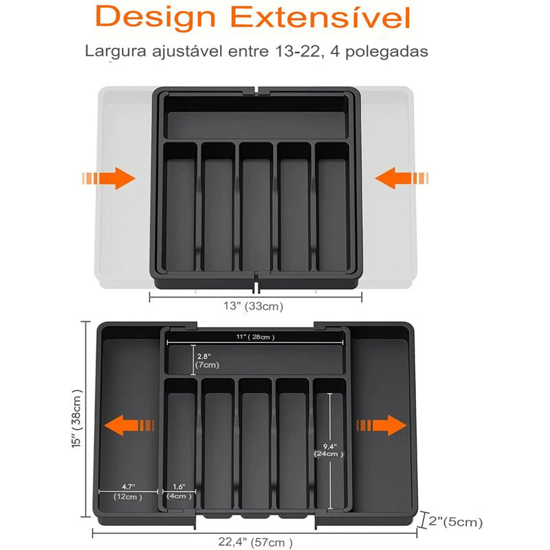 Organizador de Gaveta Expansível e ajustável para Talheres e cutelaria - achatudostore