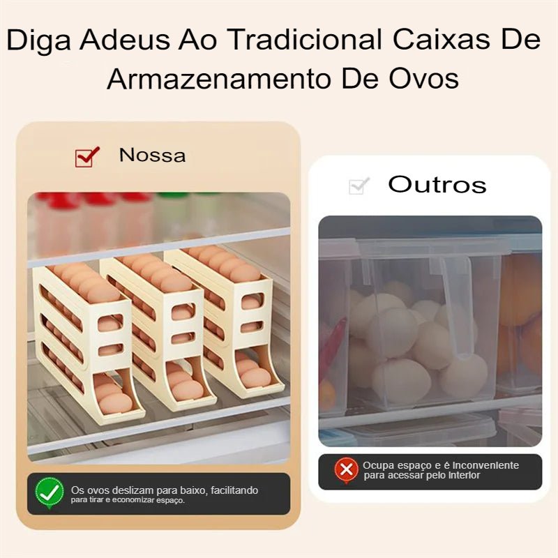 Porta-ovos para geladeira com Rolamento Automático - achatudostore