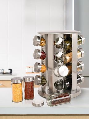 Porta temperos Giratório em Inox com 16 peças - achatudostore