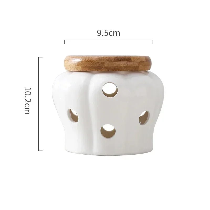 Pote Criativo vazado de Armazenamento em Cerâmica para alho, gengibre, pimenta etc - achatudostore