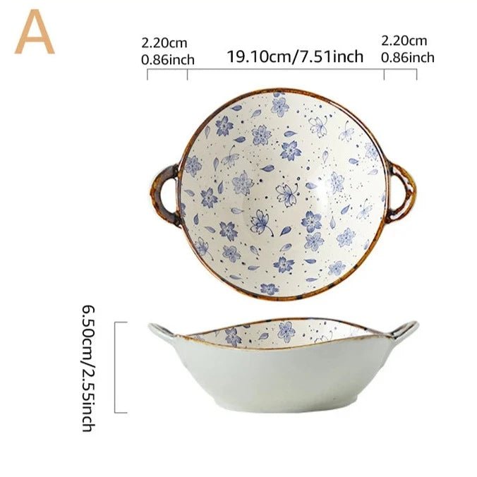 Tigela Doméstica em cerâmica, com alça para servir - achatudostore