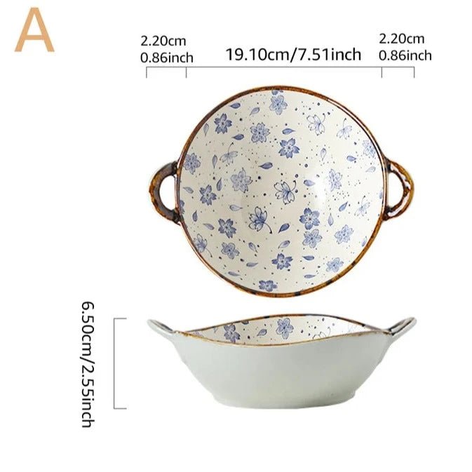 Tigela Doméstica em cerâmica, com alça para servir - achatudostore